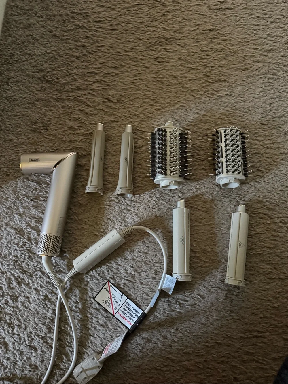 Silver Multi-Head Hair Styling Tool with Brush Attachments